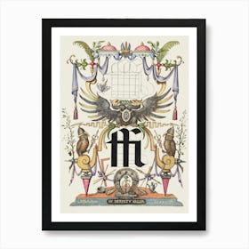 Guide For Constructing The Ligature Ffi From Mira Calligraphiae Monumenta, Joris Hoefnagel Art Print
