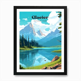 Glacier National Park Montana Nature Modern Travel Art Art Print