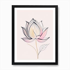 Lotus Flower Pattern Minimal Line Drawing 1 Art Print