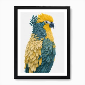Cute Floral Yellow Cockatoo Painting (5) Art Print