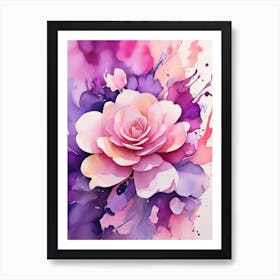 Watercolor Rose Painting Art Print