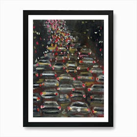 Night Traffic - Anton Maliar traffic jam dark car cars automobiles vertical Art Print