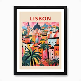 Lisbon Portugal Fauvist Travel Poster Art Print