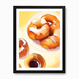 Apple Fritters Dessert Neutral Abstract Illustration Flower Art Print