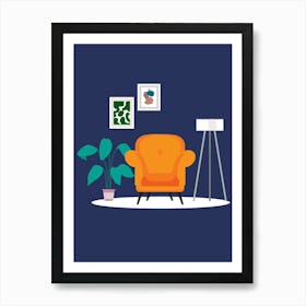 Living Room Flat Vector Illustration Art Print