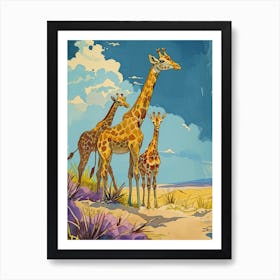 Pastel Giraffe Watercolour Style Illustration Art Print