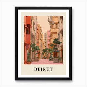 Beirut Lebanon 4 Vintage Pink Travel Illustration Poster Art Print