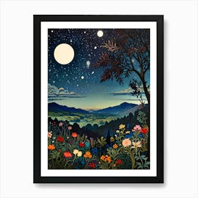 William Morris Moonlight Over The Mountains Art Print