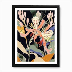 Colourful Flower Illustration Honeysuckle 4 Art Print