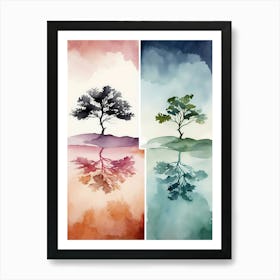 Watercolor Tree Set Art Print