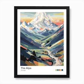 The Alps   Geometric Vector Illustration 3 Poster Art Print