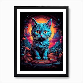 Psychedelic Cat Art Print