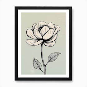 Line Art Lotus Flowers Illustration Neutral 8 Art Print