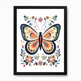 Butterfly With Flowers 3 Art Print