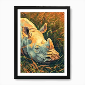 Rhino In The Grass 1 Art Print