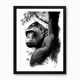 Gorilla In Tree Gorillas Graffiti Style 2 Art Print