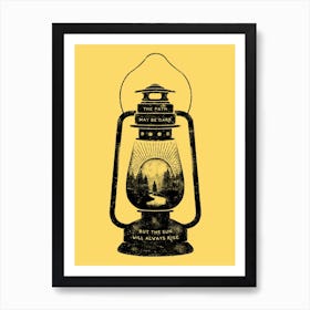 Vintage Lantern Outdoors Sun Camp Art Print