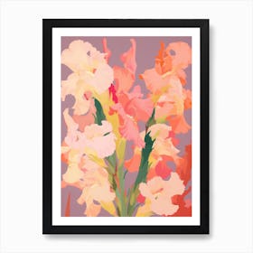 Gladioli Flower Big Bold Illustration 4 Art Print