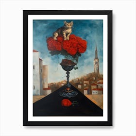 Carnation With A Cat 1 Dali Surrealism Style Art Print