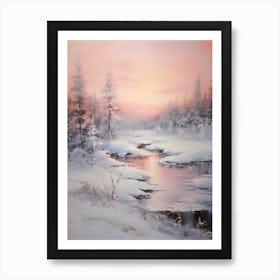 Dreamy Winter Painting Lapland Finland 5 Art Print