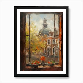 Window View Of Amsterdam In The Style Of Impressionism 2 Art Print