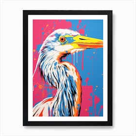 Andy Warhol Style Bird Great Blue Heron 1 Art Print