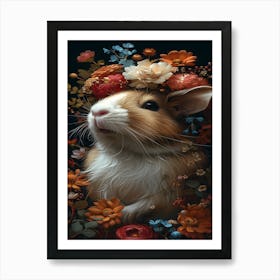 Hamster With Flowers Poster