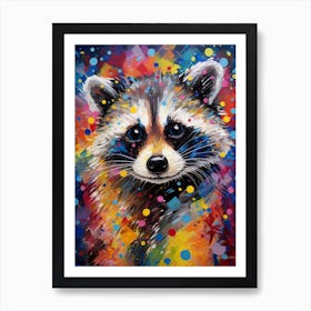 A Baby Raccoon Vibrant Paint Splash 2 Art Print