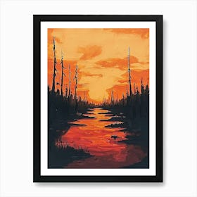 Sunset In The Woods Art Print