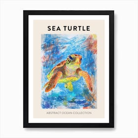 Rainbow Turtle Scribble Crayon Drawing Poster 2 Art Print