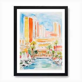 The Wynn Las Vegas   Las Vegas, Nevada   Resort Storybook Illustration 2 Art Print