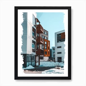 Apartment Buildings In Winter Art Print