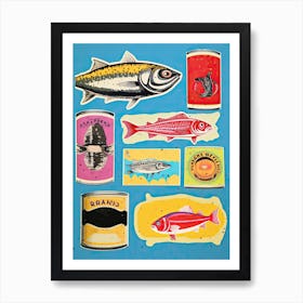Vintage Tinned Fish, Sardines Illustration Art Print