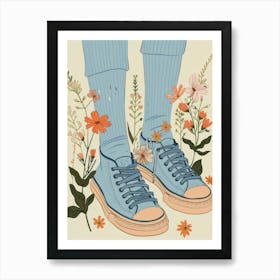 Blue Girl Shoes With Flowers 2 Art Print