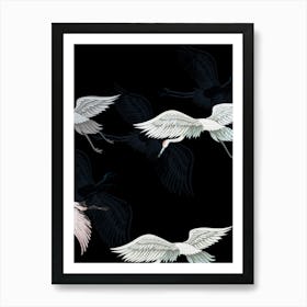 Japanese Cranes Vintage Artwork Chinoiserie Art Print