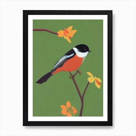 Carolina Chickadee Midcentury Illustration Bird Art Print