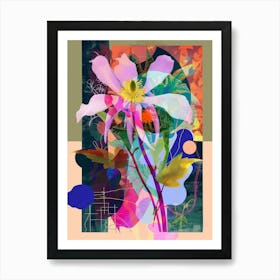 Columbine 1 Neon Flower Collage Art Print