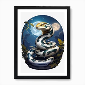 Snake In The Moonlight 1 Art Print