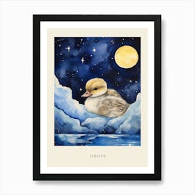 Baby Goose Sleeping In The Clouds Nursery Poster Art Print