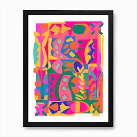 Neon Peru Pattern Art Print