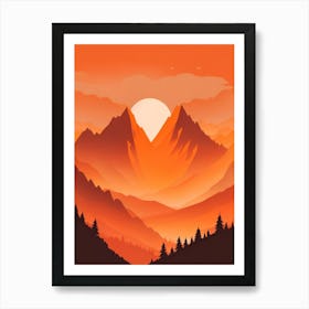 Misty Mountains Vertical Composition In Orange Tone 106 Art Print