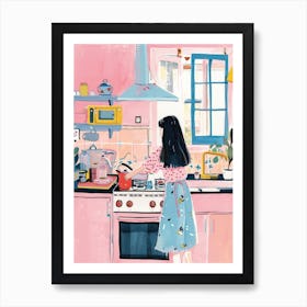 Girl Putting The Kettle On Lo Fi Kawaii Illustration 4 Affiche