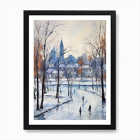 Winter City Park Painting Parc Jean Drapeau Montreal Canada 1 Art Print