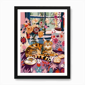 Tea Time With A Bengal Cat 2 Art Print