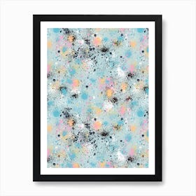 Ink Splatter Dust Blue Pastel Art Print