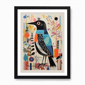 Colourful Scandi Bird Cowbird 2 Art Print