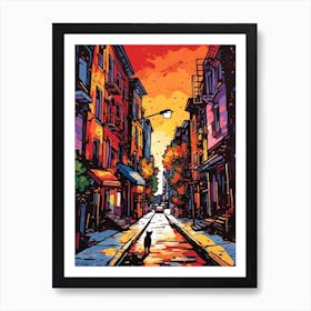 Painting Of New York With A Cat Drawing 1 Art Print