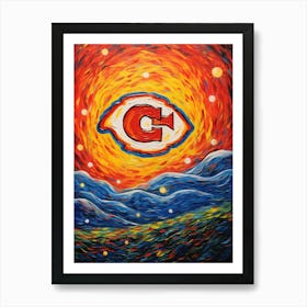 Starry Night And Kansas City Chiefs Van Gogh Art Print