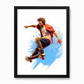 Skateboarding In Santiago, Chile Gradient Illustration 3 Art Print