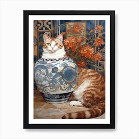 Aster With A Cat 1 Art Nouveau Style Art Print